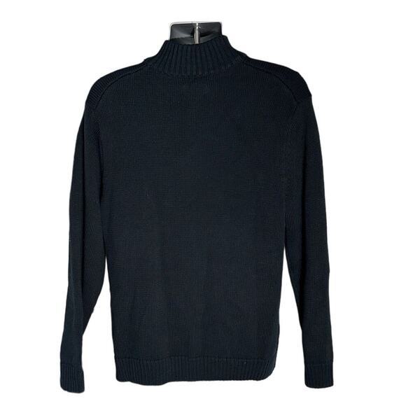 Chaps Ralph Lauren Quarter Zip Sweater Mock Neck Black Winter Snowflake Size L - Picture 2 of 5